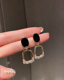 1Pair Geometric Rhinestone Decor Drop Earrings