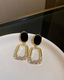 1Pair Geometric Rhinestone Decor Drop Earrings