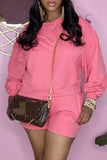 Fashion Casual Solid Basic O Neck Long Sleeve Two Pieces