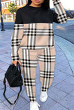 Casual Print Patchwork O Neck Plus Size Two Pieces