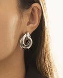 1pair Cross Round Shaped Hoop Earrings