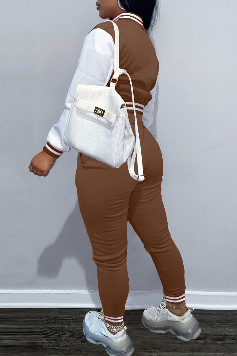 Fashion Casual Patchwork Letter Long Sleeve Two Pieces