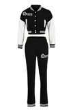 Fashion Casual Patchwork Letter Long Sleeve Two Pieces
