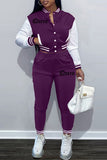 Fashion Casual Patchwork Letter Long Sleeve Two Pieces