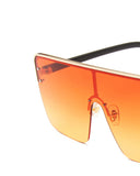 1Pair Half Metal Frame Ombre Lens Flat Top Sunglasses