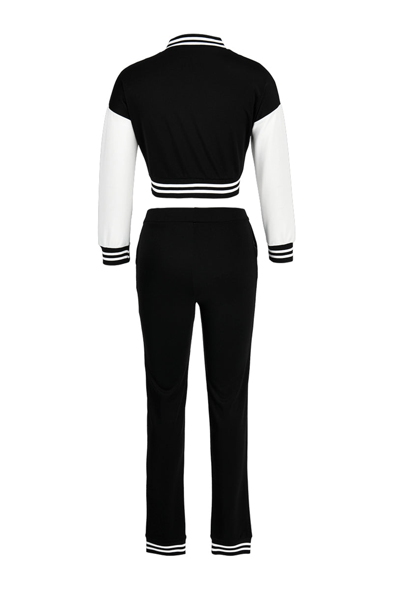 Fashion Casual Patchwork Letter Long Sleeve Two Pieces