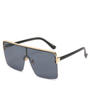1Pair Half Metal Frame Ombre Lens Flat Top Sunglasses
