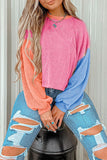 Multicolour Corded Colorblock Crewneck Tee