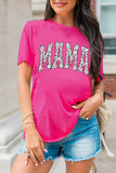 Rose Red Leopard MAMA Printed Crewneck Tee