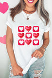 White Heart Graphic Crew Neck Valentines T Shirt