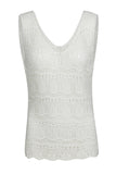White V Neck Textured Hollow-out Sweater Vest