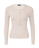 Long Sleeve Top Button Down Slim Fit Tops Crewneck Ribbed Knit Shirt