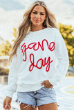 Black Tinsel Game Day Drop Shoulder Graphic Sweatshirt