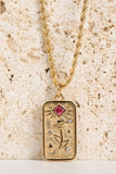 Gold Plated Tarot Card Rhinestone Deocr Valentiens Gift Necklace