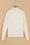 Beige Turtleneck Fleece Lined Knit Sweater