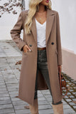 Apricot Single Breasted Lapel Collar Flap Pocketed Overcoat