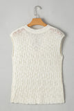 Beige Notched V Neck Short Sleeve Sweater