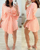 Striped Tied Detail Casual Dress