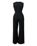 Rhinestone Cutout Ruched Wide Leg Jumpsuit