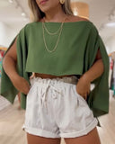 Solid Color Off the Shoulder Split Sleeve Versatile Blouse Top