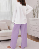 Floral Print Long Sleeve Top and Causal Pants Set