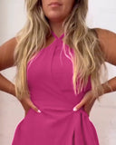 Halter Sleeveless Waist One Piece Romper Dress Sexy Slim Fit Tied Detail Romper