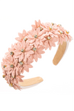 Pale Chestnut Multi Layer Flower Rhinestone Wide Headband