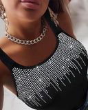 Rhinestone Decor Skinny Tank Top