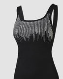 Rhinestone Decor Skinny Tank Top