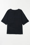 Black MAMA Chenille Patched Crew Neck T Shirt