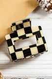 Black Checkerboard Print Hollowed Mini Square Claw Clip