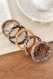 Light French Beige 5Pcs/Set Animal Pattern High Elastic Hair Tie