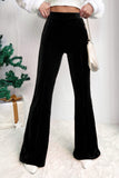 Chestnut Solid Color High Waist Flare Corduroy Pants