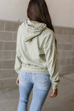 Green Checkered Print Kangaroo Pocket Drawstring Hoodie