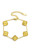 Gold 4 Clovers Plated Adjustable Chain Bracelet