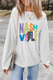 White Nashville Graphic Corded Oversized Sweatshirt