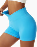 Overlap Waist Butt Lifting Running Active Shorts