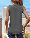 V Neck Sleeveless Ruched Tank Casual Slim Fit Top