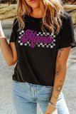 Black Rhinestone Mama Letter Graphic T Shirt