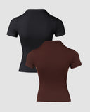 2 Pack Short Sleeve Skinny Top Slim Fit T Shirt