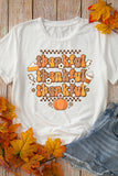 Khaki thankful Crew Neck Thanksgiving Graphic Tee