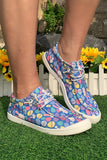 Dusk Blue Easter Rabbit Egg Print Lace-up Sneakers