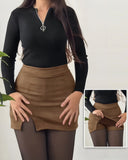 Casual A Line Slit Short Skort