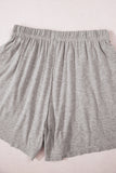 Gray Solid Color Loose Tee 2 Piece Shorts Set