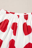 Red Ruffled Tank Top And Heart Print Pants Lounge Set