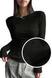 Black Fleece Lined Slim Fit Long Sleeve T Shirt