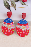 Fiery Red Happy Easter Mixed Pattern Holiday Earrings