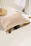 Parchment Flowers Print Textured Corduroy Large Makeup Bag