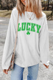 White St. Patricks LUCKY Graphic Corded Sweatshirt