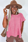 Sachet Pink Solid Color Sweater Tee with Side Slits